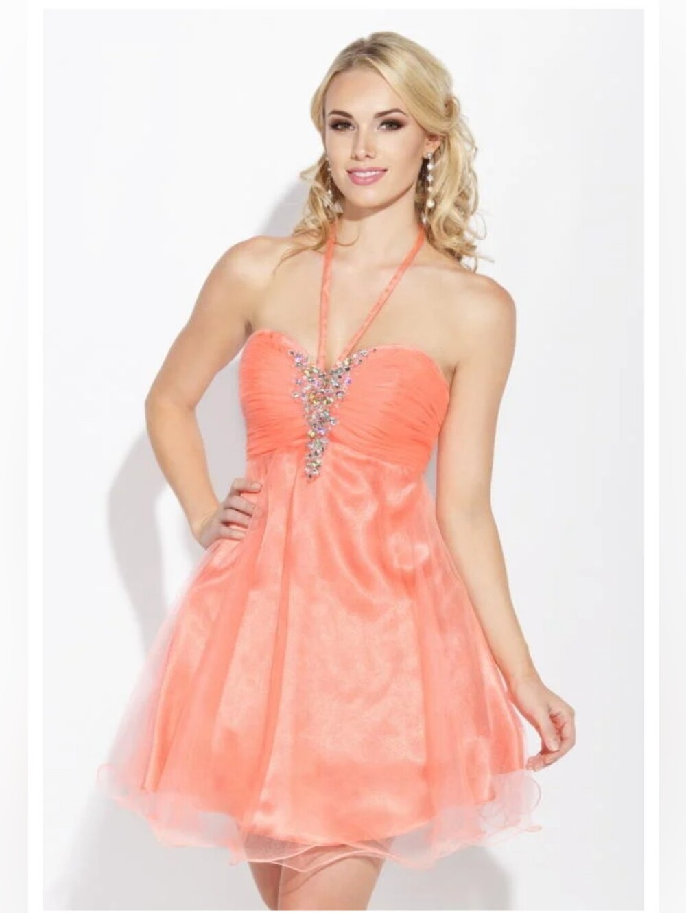 Josh & Jazz E40043 Size 6 Coral Pink/Orange Prom Dress